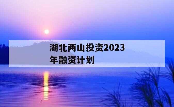 湖北两山投资2023年融资计划