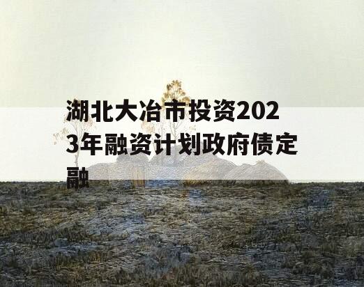 湖北大冶市投资2023年融资计划政府债定融