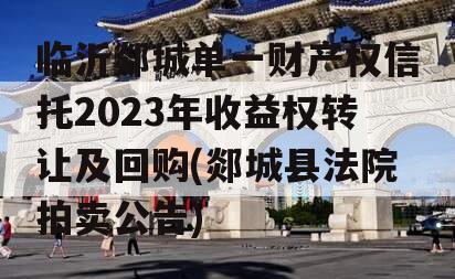 临沂郯城单一财产权信托2023年收益权转让及回购(郯城县法院拍卖公告)