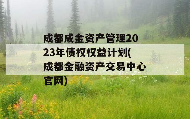 成都成金资产管理2023年债权权益计划(成都金融资产交易中心官网)