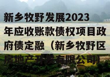 新乡牧野发展2023年应收账款债权项目政府债定融（新乡牧野区房地产开发有限公司）