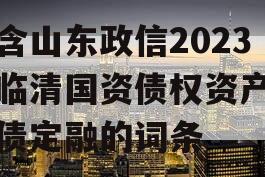 包含山东政信2023年临清国资债权资产政府债定融的词条