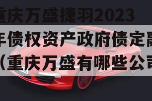 重庆万盛捷羽2023年债权资产政府债定融（重庆万盛有哪些公司）