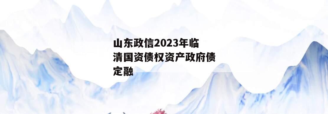 山东政信2023年临清国资债权资产政府债定融