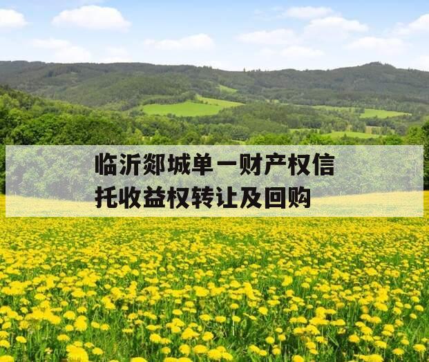 临沂郯城单一财产权信托收益权转让及回购