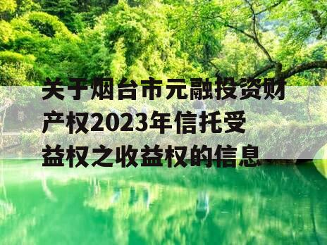 关于烟台市元融投资财产权2023年信托受益权之收益权的信息