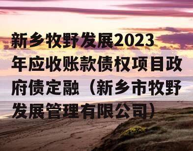 新乡牧野发展2023年应收账款债权项目政府债定融（新乡市牧野发展管理有限公司）