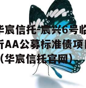 华宸信托-宸兴6号临沂AA公募标准债项目（华宸信托官网）