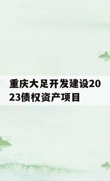 重庆大足开发建设2023债权资产项目