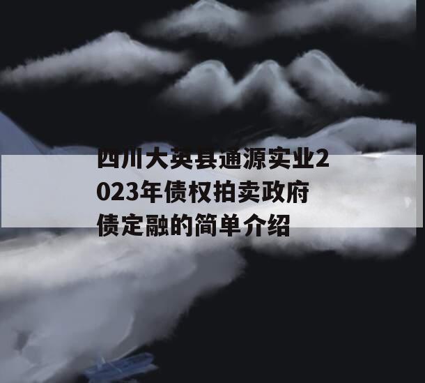 四川大英县通源实业2023年债权拍卖政府债定融的简单介绍