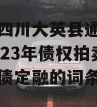 包含四川大英县通源实业2023年债权拍卖政府债定融的词条