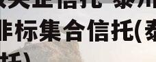 A级央企信托-泰州市级非标集合信托(泰州 信托)