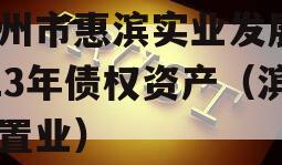 滨州市惠滨实业发展2023年债权资产（滨惠置业）
