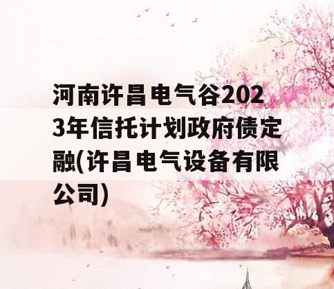 河南许昌电气谷2023年信托计划政府债定融(许昌电气设备有限公司)