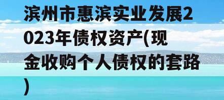 滨州市惠滨实业发展2023年债权资产(现金收购个人债权的套路)