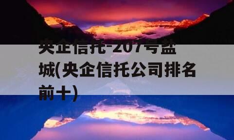 央企信托-207号盐城(央企信托公司排名前十)