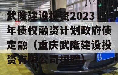 武隆建设投资2023年债权融资计划政府债定融（重庆武隆建设投资有限公司招聘）