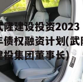 武隆建设投资2023年债权融资计划(武隆建投集团董事长)