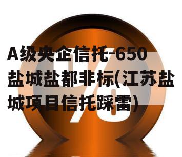 A级央企信托-650盐城盐都非标(江苏盐城项目信托踩雷)