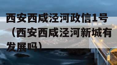 西安西咸泾河政信1号（西安西咸泾河新城有发展吗）