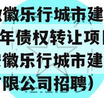 安徽徽乐行城市建设2023年债权转让项目（安徽乐行城市建设集团有限公司招聘）