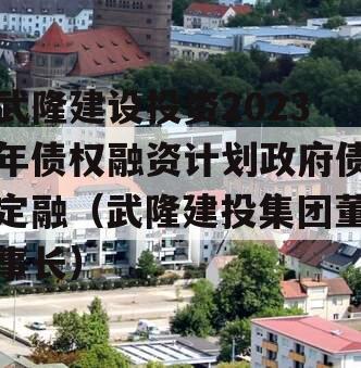 武隆建设投资2023年债权融资计划政府债定融（武隆建投集团董事长）