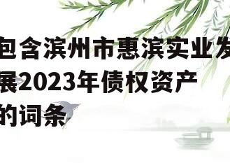 包含滨州市惠滨实业发展2023年债权资产的词条