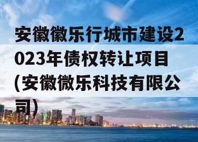 安徽徽乐行城市建设2023年债权转让项目(安徽微乐科技有限公司)