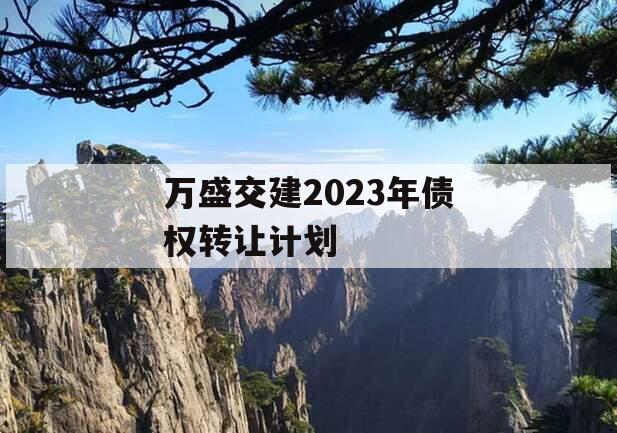 万盛交建2023年债权转让计划