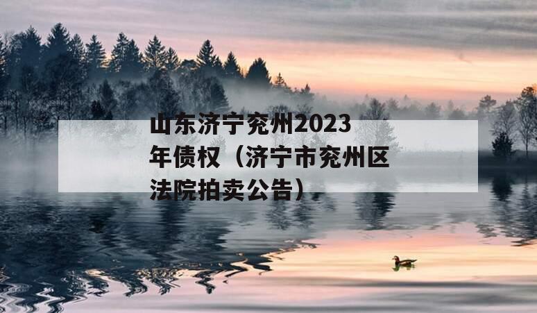 山东济宁兖州2023年债权（济宁市兖州区法院拍卖公告）
