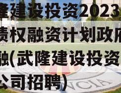 武隆建设投资2023年债权融资计划政府债定融(武隆建设投资有限公司招聘)