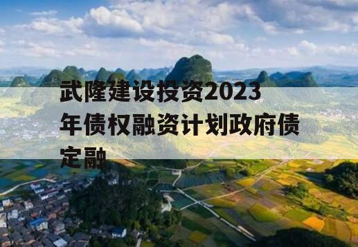 武隆建设投资2023年债权融资计划政府债定融