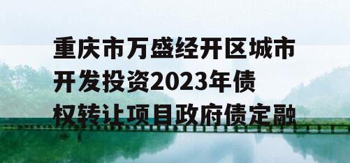重庆市万盛经开区城市开发投资2023年债权转让项目政府债定融