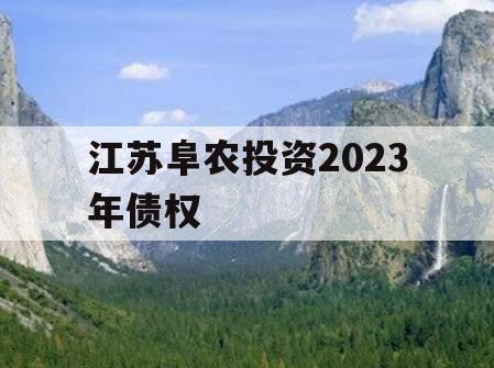 江苏阜农投资2023年债权
