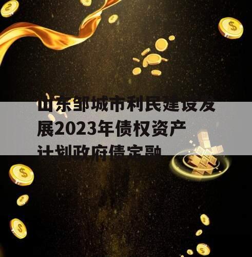山东邹城市利民建设发展2023年债权资产计划政府债定融