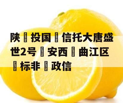 陕‮投国‬信托大唐盛世2号‮安西‬曲江区‮标非‬政信