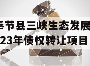 奉节县三峡生态发展2023年债权转让项目