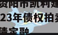 四川资阳市凯利建设投资2023年债权拍卖政府债定融