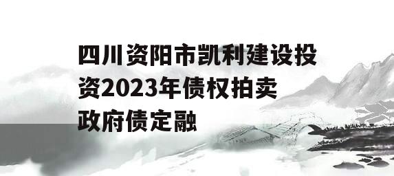 四川资阳市凯利建设投资2023年债权拍卖政府债定融