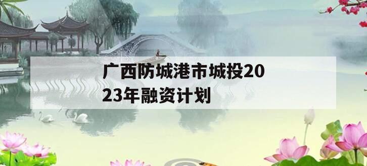 广西防城港市城投2023年融资计划