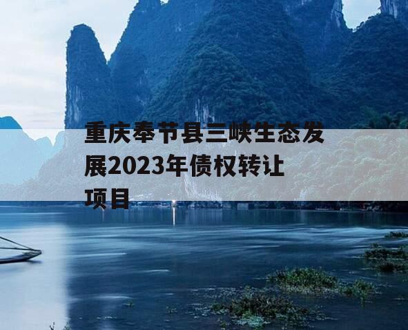 重庆奉节县三峡生态发展2023年债权转让项目