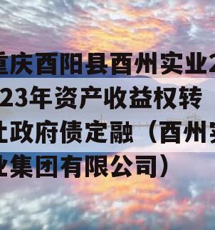 重庆酉阳县酉州实业2023年资产收益权转让政府债定融（酉州实业集团有限公司）