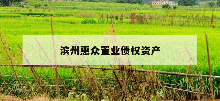 滨州惠众置业债权资产