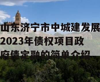 山东济宁市中城建发展2023年债权项目政府债定融的简单介绍