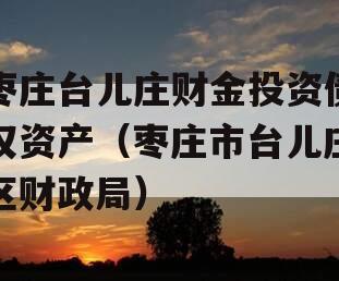 枣庄台儿庄财金投资债权资产（枣庄市台儿庄区财政局）
