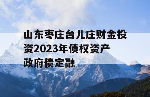 山东枣庄台儿庄财金投资2023年债权资产政府债定融