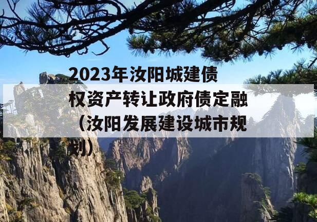 2023年汝阳城建债权资产转让政府债定融（汝阳发展建设城市规划）