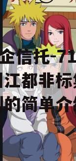 A类央企信托-713号扬州江都非标集合信托计划的简单介绍