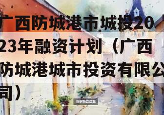 广西防城港市城投2023年融资计划（广西防城港城市投资有限公司）