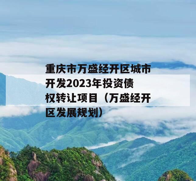 重庆市万盛经开区城市开发2023年投资债权转让项目（万盛经开区发展规划）